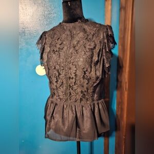Express Elegant Black Lace Dress Peplum Top